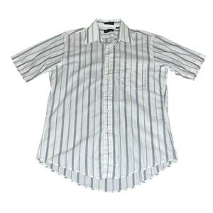 Vintage Christian Dior Monsieur Striped Short Sleeve Button Up Shirt Mens 15 1/2